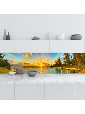 Mi-Ça Home Mutfak Tezgah Arası Folyo Kaplama Folyosu Gün Batımı Kıyı 60X400 cm