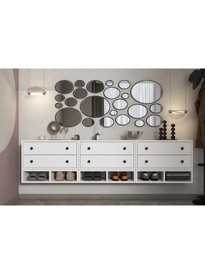 Feyza Design Modern Siyah Yüzer Dresuar, Şık Antre Mobilyası PNR-DRS-1011