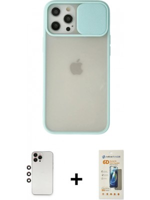 Marsilyan™- iPhone 12 Pro Max Kılıf Vadi Çizgi - Siyah 6d Mat Seramik Hayalet Nano Ekran Koruyucu + Gökkuşağı Shine Kamera Lens