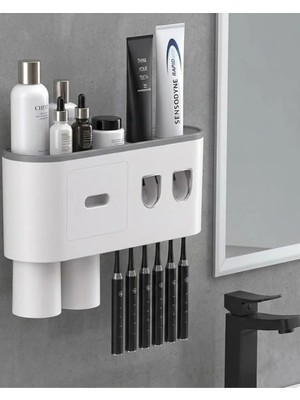 Çok Fonksiyonlu Diş Fırçası Tutucu Otomatik Dispenser Bardaklı Organizer Nemere