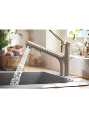 Mi-Ça Home Zesis Modern Mutfak Bataryası 1 Saplı 22,86 cm Uzunluğunda Çıkarılabilir Püskürtücü 1,75 Gpm Paslanmaz Çelik Görünümlü, 74800801