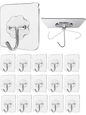 Mi-Ça Home Smartizi 15'li Şeffaf Kendinden Yapışkanlı Duvar Askısı - 15 Parça Dev Avantaj Paketi Güçlü Kanca Seti