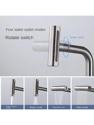 Mi-Ça Home Spiralli Mutfak Evye Bataryası, Şelale Yağmurlama Fonksiyonlu Mutfak Bataryası (Siyah)