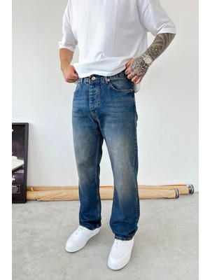 HAFKA Eskitme Mavi Soft Degrade Baggy Pantolon