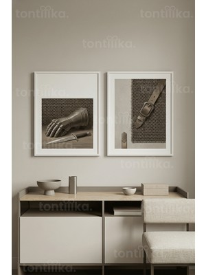 Tontilika Şövalye Estetiği 2’li Ahşap Çerçeveli Tablo Seti