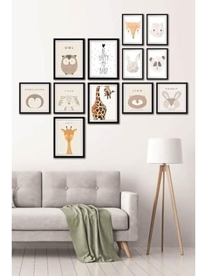 Mi-Ça Home 12 Parça Dekoratif Mdf Tablo Seti Çerçeve Görünümlü DEKOLIADKJ046