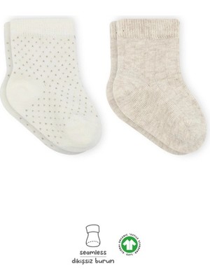 Zenvia Zcv Mey Ithalat®   Puan Derby Penye Soket Çorap 2'li BS10103 Bej Ekru ZNV2026