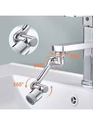 Mi-Ça Home 1080 Derece Dönebilen Robotik Kol Musluk Başlığı, Krom Kaplama, Modern, Lavabo Uzatma Aparatı