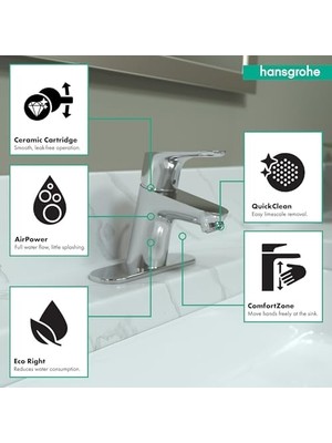 Mi-Ça Home Focus Modern Yükseltme Kolay Temizlik 1 Saplı 1 5 Inç Uzun Banyo Lavabo Bataryası Krom, 04510000, 0.375