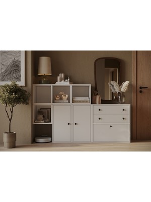 Feyza Design Çok Fonksiyonlu Kapaklı ve Çekmeceli Modern Dresuar KBR-DRS-1004