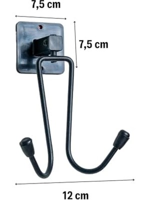 Mi-Ça Home Kendiliğinden Yapışkanlı Siyah Paslanmaz Metal Bornoz ve Havlu Askılığı