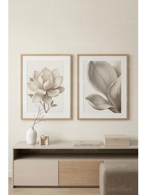 Tontilika Sakin Manolya Zarafeti 2’li Ahşap Çerçeveli Tablo Seti