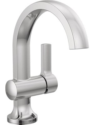 Mi-Ça Home Musluk Albion Tek Delikli Banyo Bataryası, Krom Tek Kolu Banyo Bataryası, Banyo Lavabo Bataryası, Metal Push Pop-Up Drenaj Grubu, 1.2 Gpm Akış Hızı, Krom 15855LF