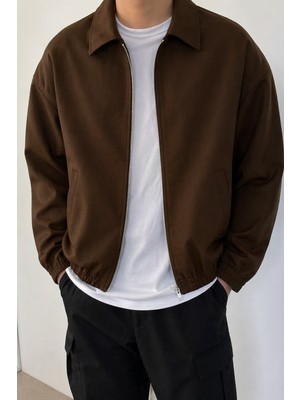 Tarz Cool Erkek Oversize Bomber Ceket Fermuarlı Basic Günlük Şık Mont