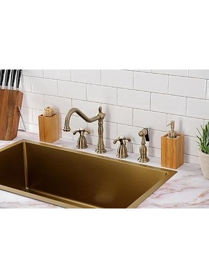 Mi-Ça Home Pirinç KB1798TXBS Fransız Country Breitgefaechert Mutfak Musluk Pirinç Spray, Saten Nikel