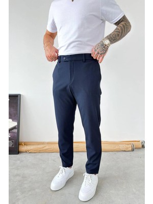 HAFKA Lacivert Basic Regular Fit Kumaş Pantolon