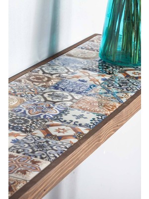 Feyza Design Esperanza Ceviz Dresuar, 92X20CM, Masif Ayaklı, Salon ve Antre Dekoru