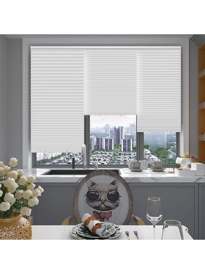 Mi-Ça Home Panjurlar, Siyah Dışı Pilajlı Kağıt Perde, Işık Filtreleyen Dokumasız Panjur, Yatak Odası, Banyo, Oturma Odası, Mutfak Için Kolay Kurulum (Beyaz, 60X150CM)