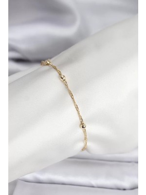 Uravas Store 14K Gold Renk Kaplama Topçuklu Model cm Kadın Bileklik - TJ-BB8138