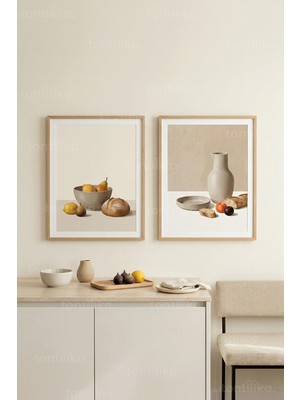 Tontilika Sakin Natürmort Sanatı 2’li Ahşap Çerçeveli Tablo Seti