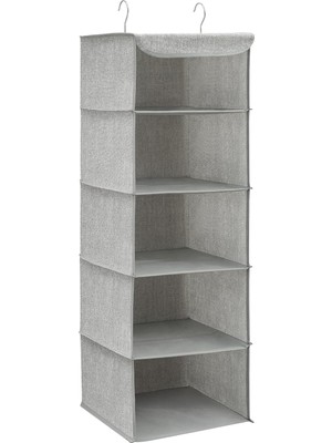 Mi-Ça Home Asılı Raf, Elbise Dolabı Düzenleyici, Askılı Muhafaza, Kıyafetler Için, Yer Tasarrufu Sağlar ve Katlanabilir, Metal Kanca, Bambu Eklentiler, Keten Benzeri Doku, Açık Gri RCH005W01