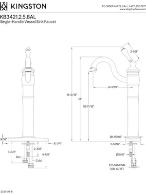Mi-Ça Home KB3422AL Viktorya Dönemi Lavabo Musluğu, Cilalı Pirinç, 15,72 cm