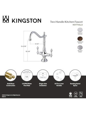 Mi-Ça Home Pirinç KS1775ALLS Mutfak Faucetwithout Spr, Oil-Rubbed Bronz