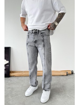 HAFKA Gri Ön Tasarım Çımalı Baggy Pantolon