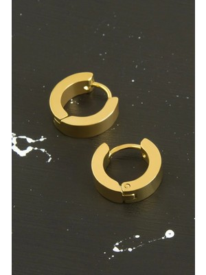 Pileli Store Sarı Renkli Erkek Çelik Küpe 1,5 cm