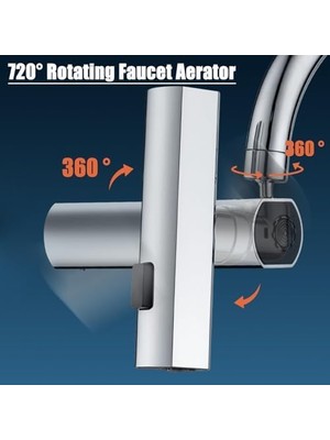 Mi-Ça Home Mutfak Musluğu Perlatörleri, 3'ü 1 Arada Şelale Musluk Başlığı, 360 Derece Dönebilir Musluk Püskürtücü, Sıçrama Önleyici Mutfak Musluğu Başlığı, Meyve ve Sebze Yıkamak Için Lavabo Musluğu