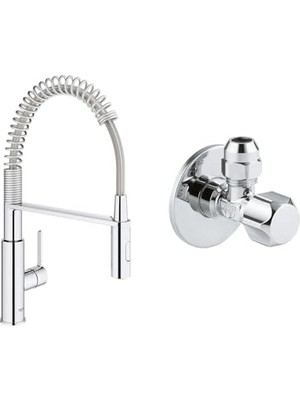 Mi-Ça Home Get Eviye Bataryası Krom + 2 Adet 55MM Ara Musluk Seti