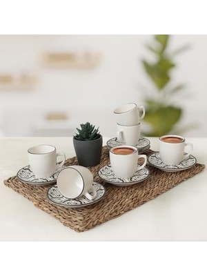 Mi-Ça Home Keramika Aspen Kahve Takımı 12 Parça 6 Kişilik