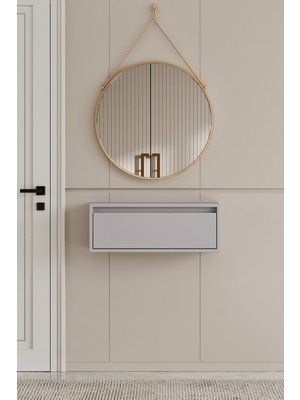 Feyza Design Sis Gri Mdf Duvara Monte Dresuar, 50 Cm, Şık ve Kullanışlı Tasarım