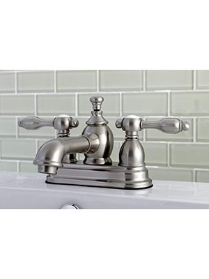 Mi-Ça Home Pirinç KS7008TAL 10 cm Merkezli Lavabo Bataryası Pirinç Pop-Up, Nikel, 10,8 cm Musluk Erişimi, Nikel