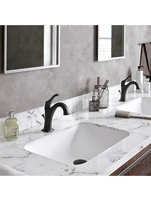 Mi-Ça Home KBF-1201MB Arlo Tek Kolu Lavabo Banyo Bataryası Kaldırma Çubuğu Tahliye ve Güverte Plakası, Mat Siyah