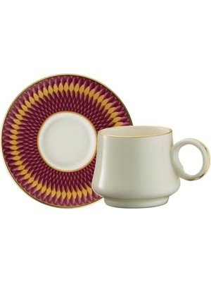 Mi-Ça Home Sandro Moreno 1453 Farfar Yüzük Gold 12 Parça Altı Kişilik Kahve Fincan Takımı 90 ml