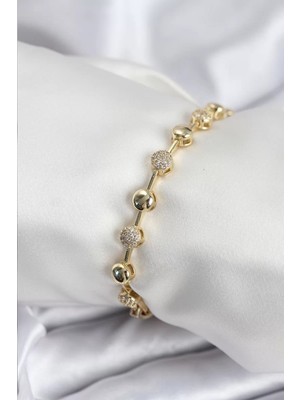 Uravas Store Pirinç Vip Seri Gold Renk Topçuk Model Kadın Bileklik - TJ-BB7923
