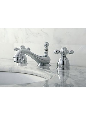 Mi-Ça Home KS3951AX Restorasyon Metal Çapraz Saplı Mini Yaygın Lavabo Bataryası, Parlak Krom