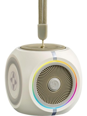 Mi-Ça Home Genel Küp Tasarım Bluetooth Hoparlör, Pembe, Rgb LED Işıklı, Taşınabilir, Çarkı Fonksiyonu, Stress Çarkı Görevi Görür