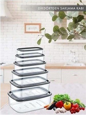 Mi-Ça Home 6 Lı Set Dikdörtgen Saklama Kabı Seti - Platin Serisi Beyaz