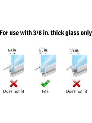 Mi-Ça Home M 6258 Çerçevesiz Duş Kapısı Alt Contası 3/8 Inç Kalın Cam Kapılar Için - Duş Sızıntılarını Durdurun ve Su Bariyeri Oluşturun, 36 Inç, Şeffaf (Tekli Paket)