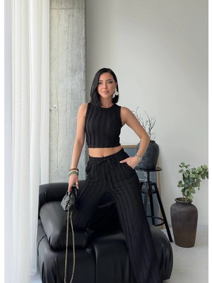 Minnoş Siyah Halter Fitilli Ikili Takım