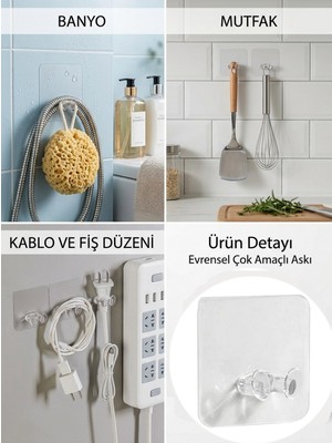 Neler Geldi Neler 10 Adet Kendinden Yapışkanlı Takı Askısı Kablo Priz Tutucu Mutfak Havlu Askısı Çok Amaçlı Kanca Banyo Askı