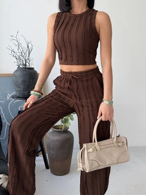 Minnoş Kahverengi Halter Fitilli Ikili Takımı
