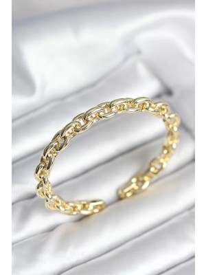 Uravas Store Zincir Model Gold Renk Pirinç Kadın Bileklik - TJ-BB8016