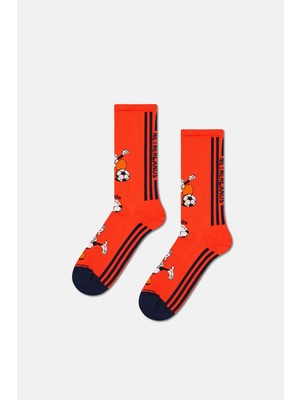 Happy Socks - Erkek Kırmızı Dünya Kupası Hollanda Temalı Sneaker Çorap