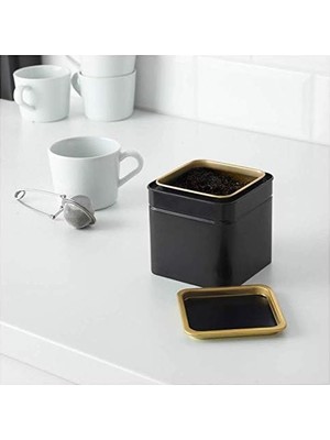 Mi-Ça Home Ikea Blomnıng Kahve/çay Kutusu, Siyah ve Altın Renkli, 10X10X10 Santimetre, 203.732.06