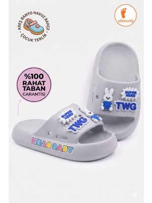 Albishoes Hello Baby Çocuk Terlik Hafif Taban Yumuşak Havuz Banyo Kreş Günlük Bebek Çocuk Terlik