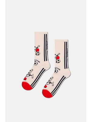 Happy Socks - Erkek Beyaz Dünya Kupası Ingiltere Temalı Sneaker Çorap