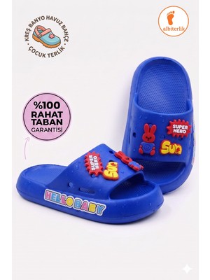 Albishoes Hello Baby Çocuk Terlik Hafif Taban Yumuşak Havuz Banyo Kreş Günlük Bebek Çocuk Terlik